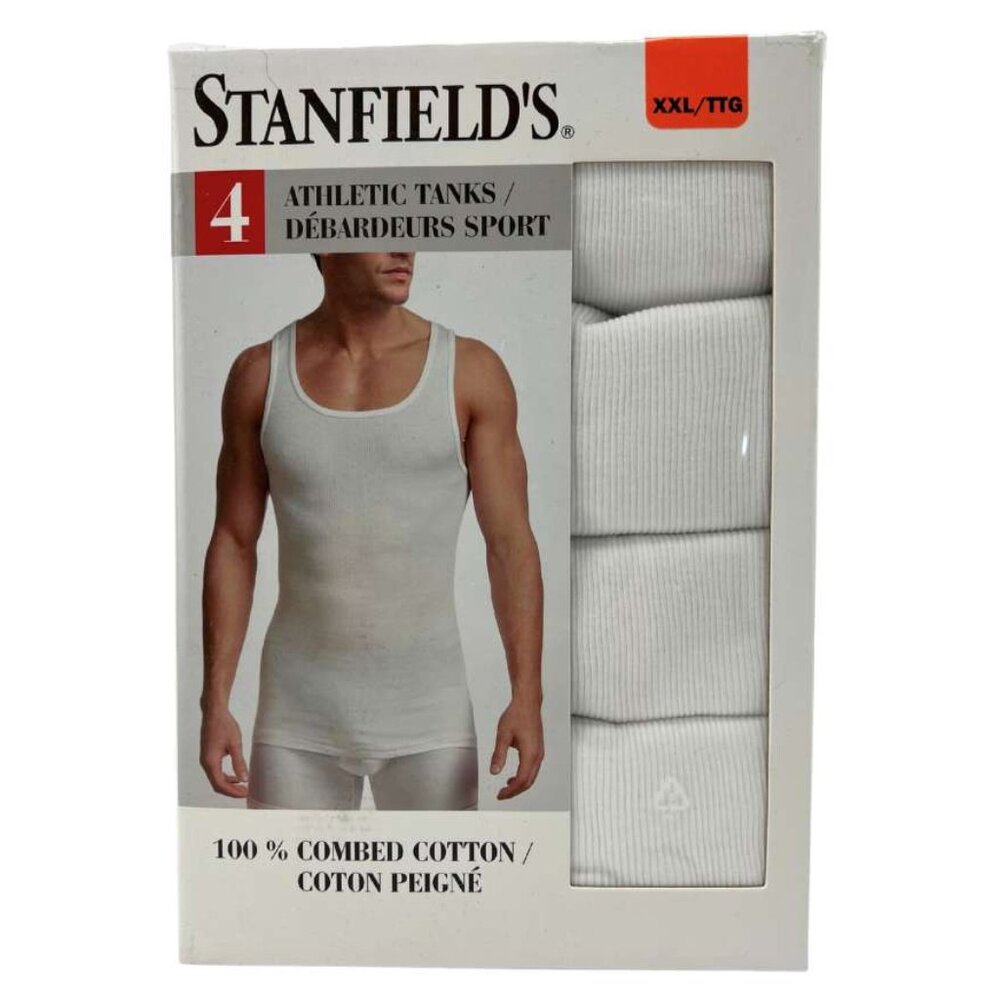 Stanfield's White Athletic Tanks | 4 Pack | White | Ribbed | Size XXLarge **NEW